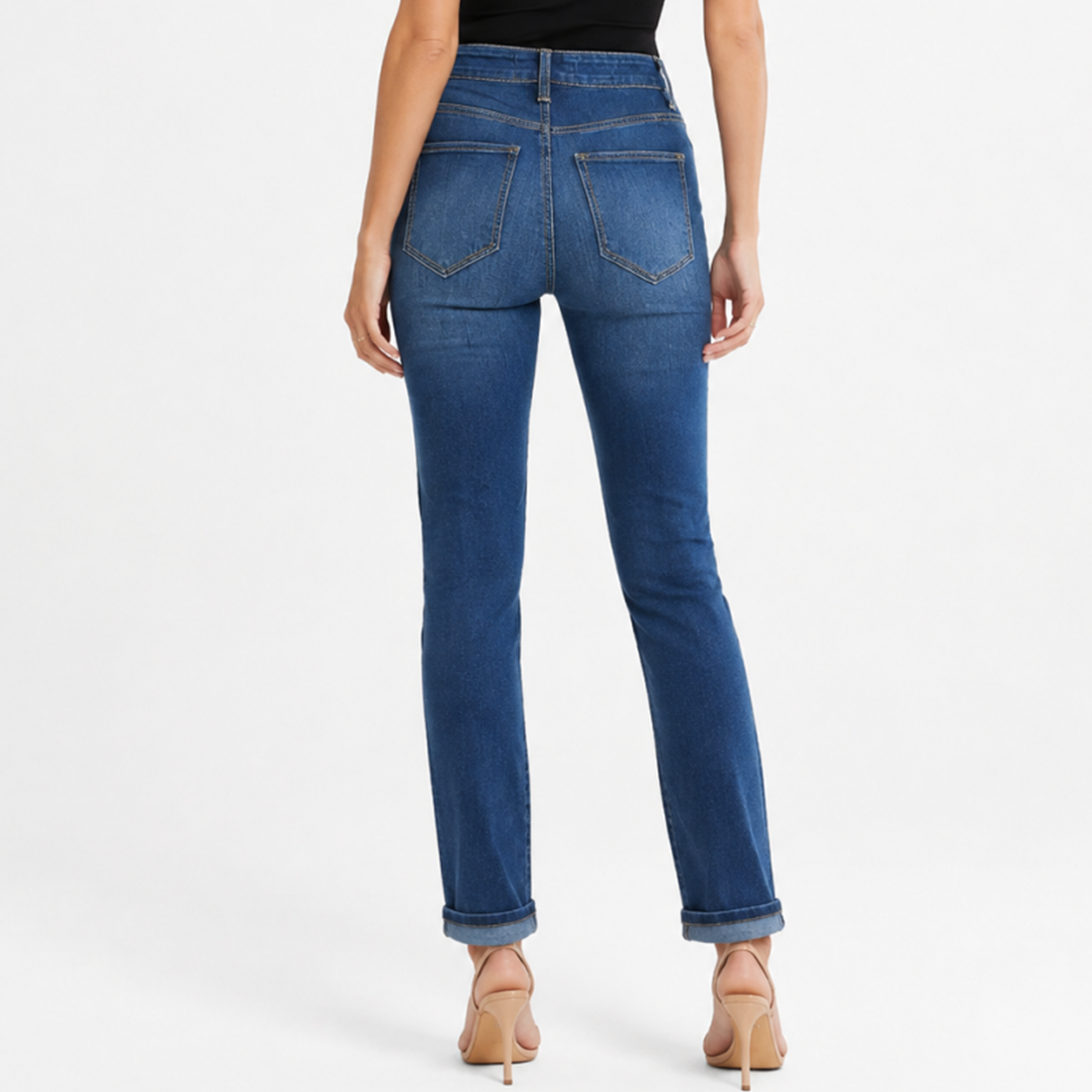 Women's High Waist Stretch Button Fly Skinny Jeans