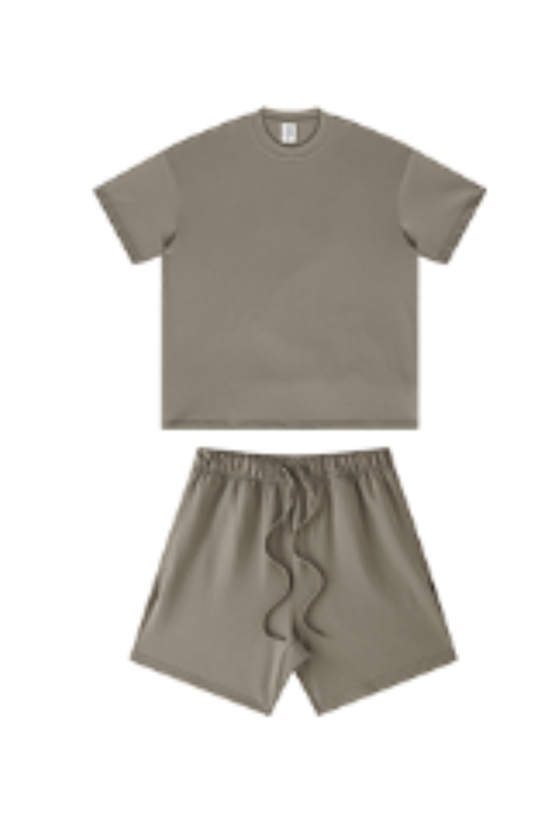 Men's Summer Heavy Solid Outdoor Street Tee & Shorts Set