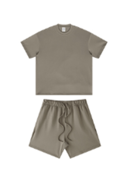Men's Summer Heavy Solid Outdoor Street Tee & Shorts Set