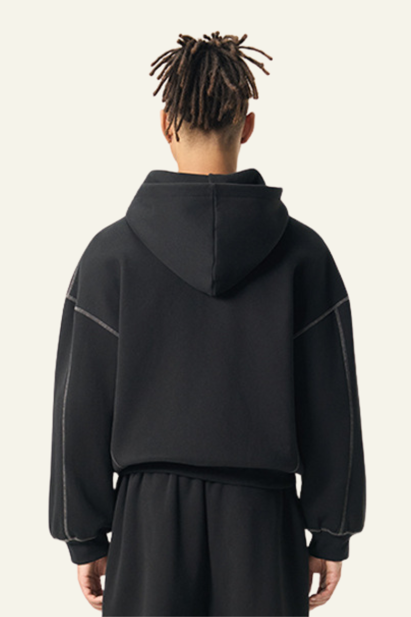 Men's Streetwear Contrast Stitch Hooded Jacket