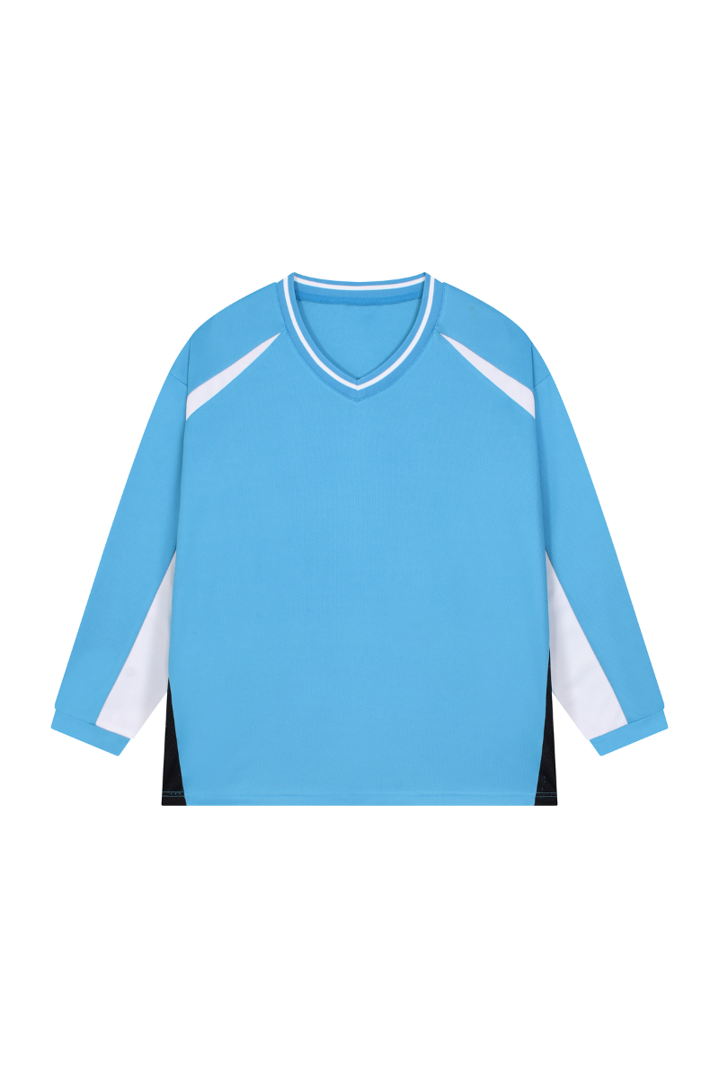 Men Spring Mesh Color Block Long Sleeve Soccer Jersey