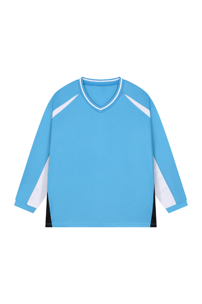 Men Spring Mesh Color Block Long Sleeve Soccer Jersey