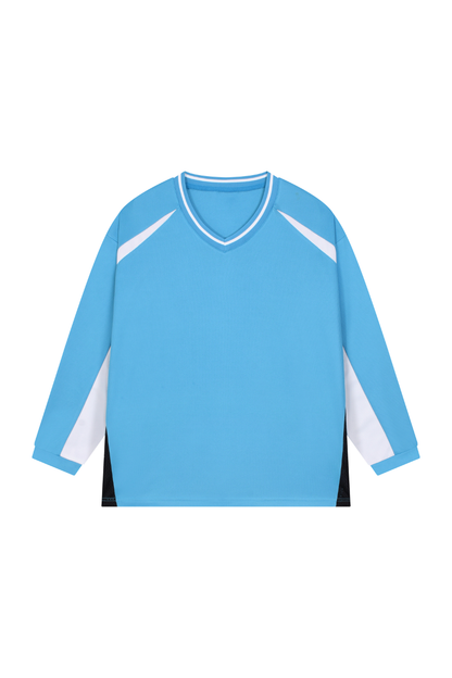 Men Spring Mesh Color Block Long Sleeve Soccer Jersey