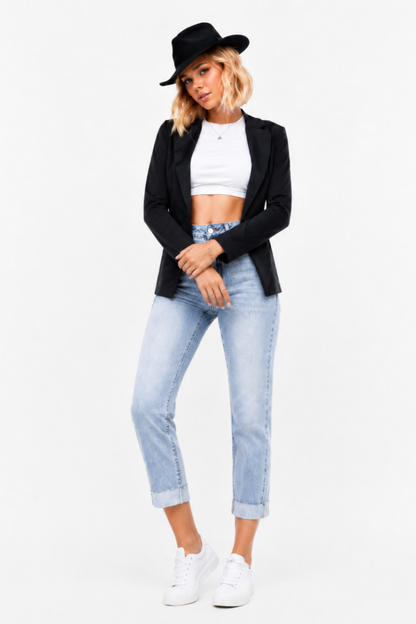 Women's High Waist Stretch slim Straight Leg Jeans