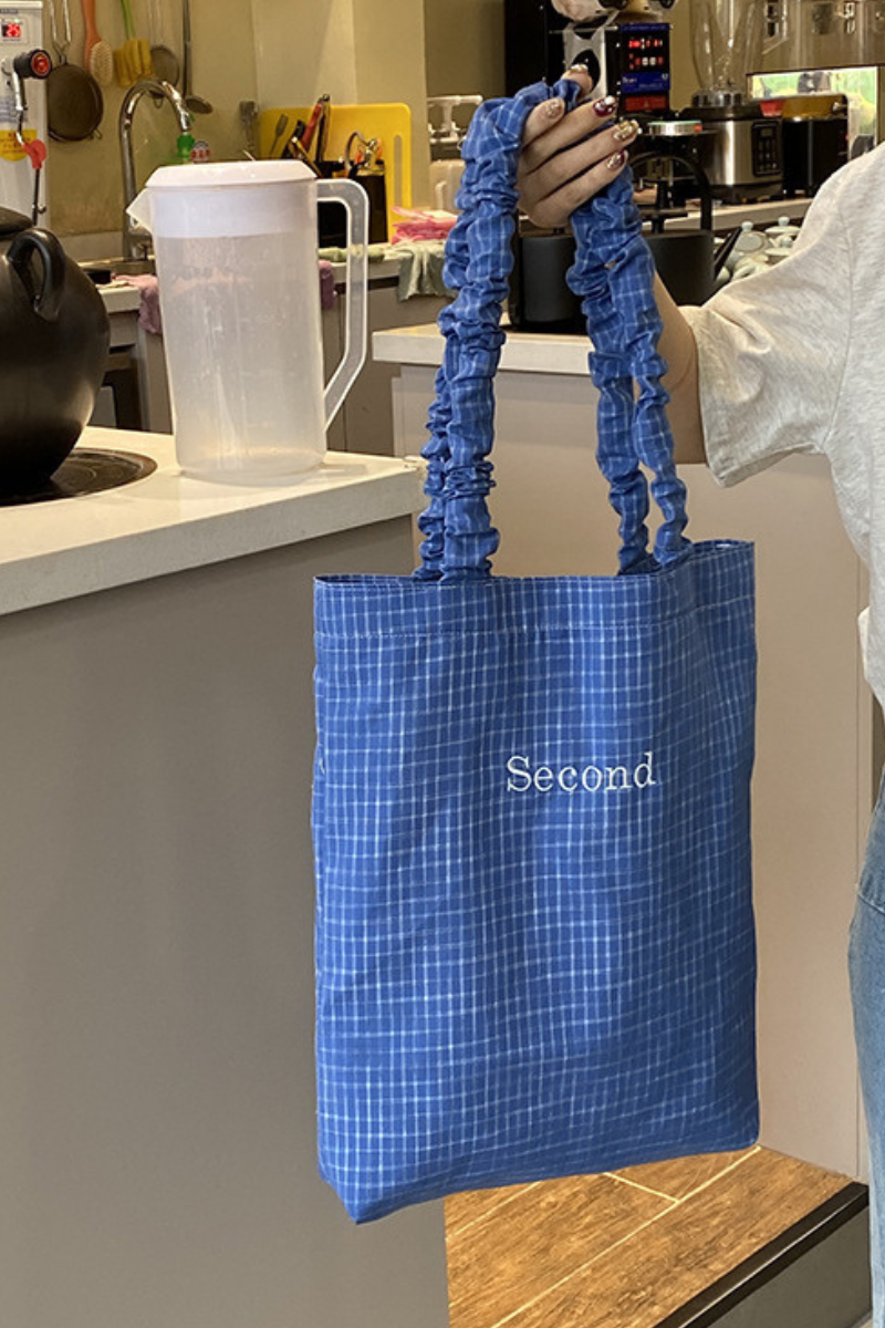 Women Fall Ruffle Strap Plaid Large Capacity Tote Bag