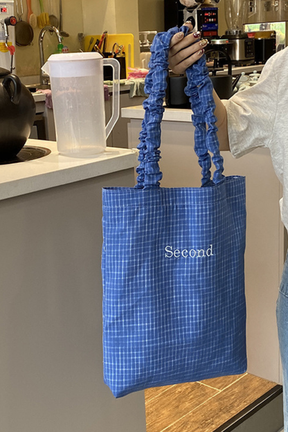 Women Fall Ruffle Strap Plaid Large Capacity Tote Bag