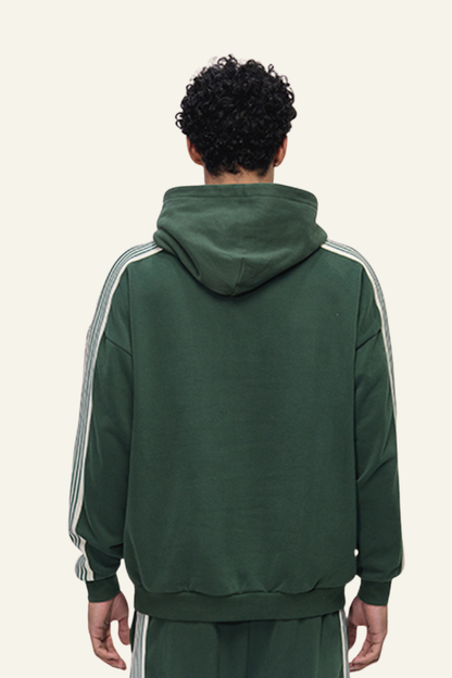 Men's Streetwear Side-Striped Solid Hoodie