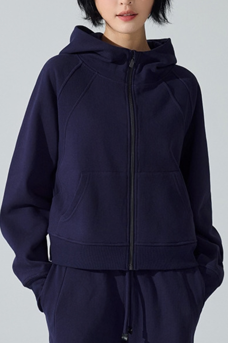 Women Fall Clothing Cozy Thermal Fleece Hooded Zip Jacket