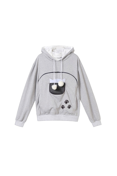Unisex All Season Cat-Ear Drawstring Pet Pocket Hoodie