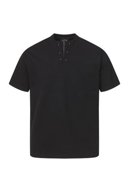 Men's Summer Cleanfit Zip Henley Button Solid Tee