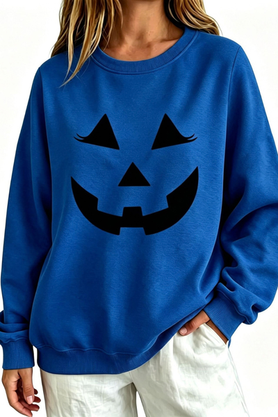 Women Fall Clothing Halloween Pumpkin Face Sweatshirt