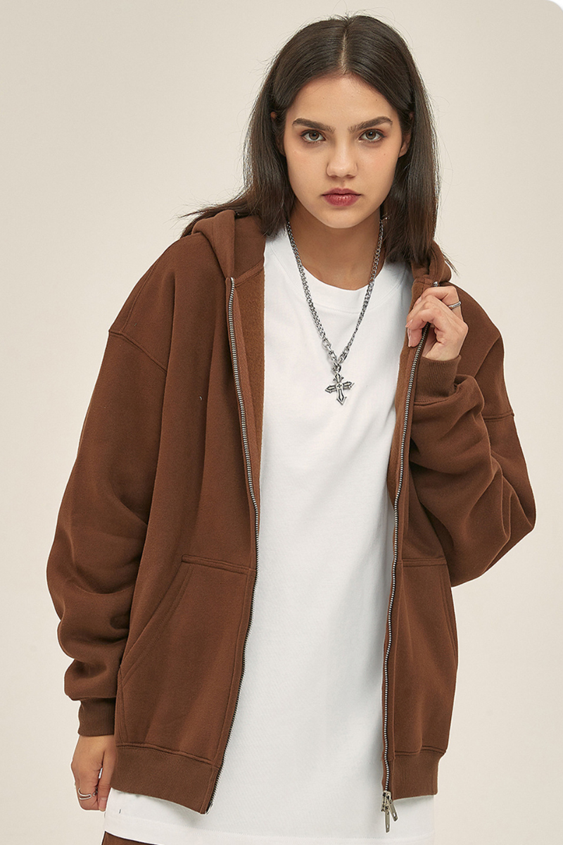 Women's Streetwear 350G Heavyweight Full Zip Hooded Jacket