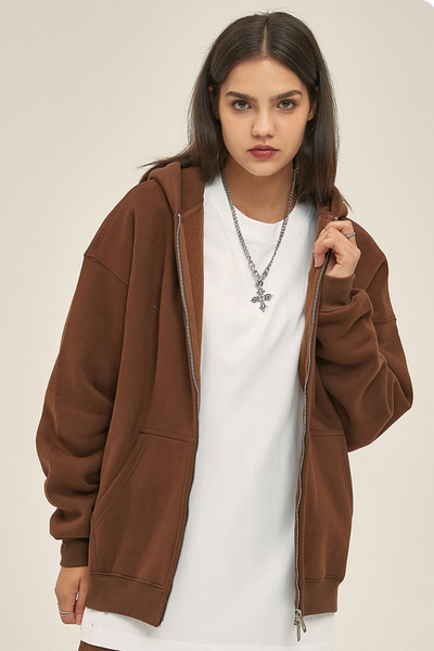 Women's Streetwear 350G Heavyweight Full Zip Hooded Jacket
