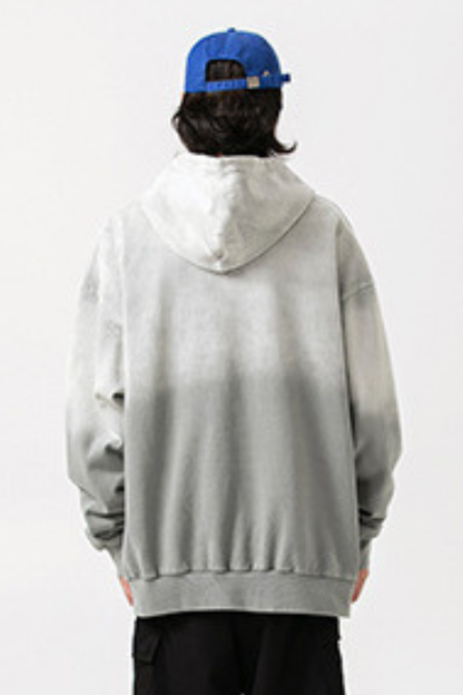 Unisex Retro Washed Gradient Cotton Loose Hoodie