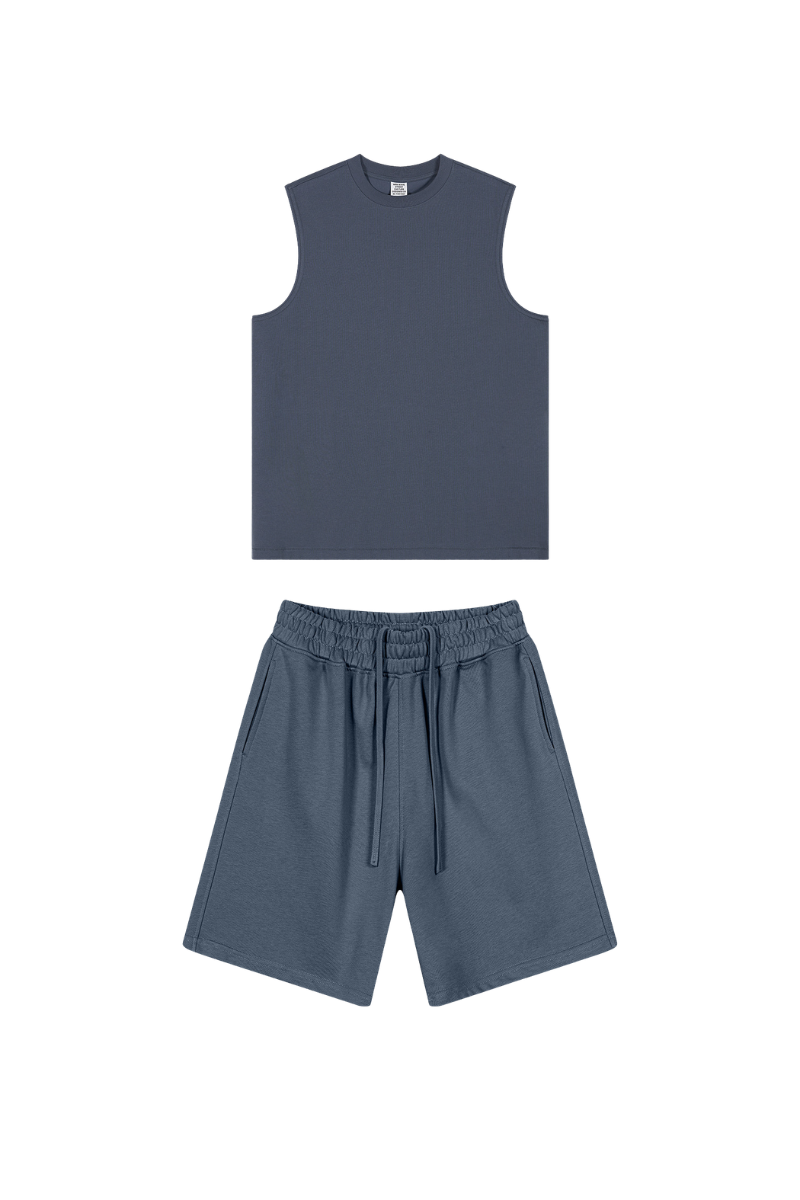 Unisex Summer American Sorona Tank & Loose Shorts Set