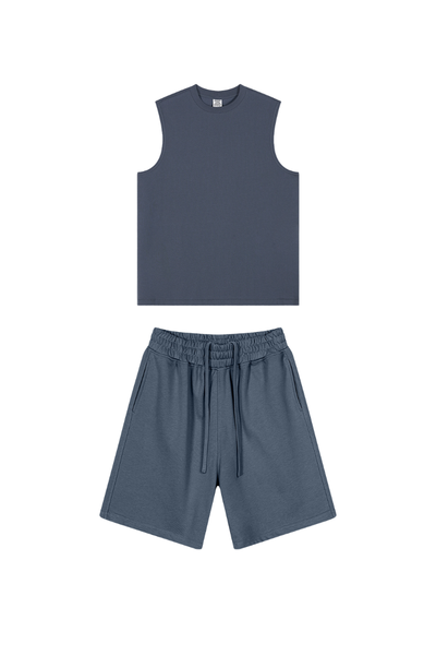 Unisex Summer American Sorona Tank & Loose Shorts Set