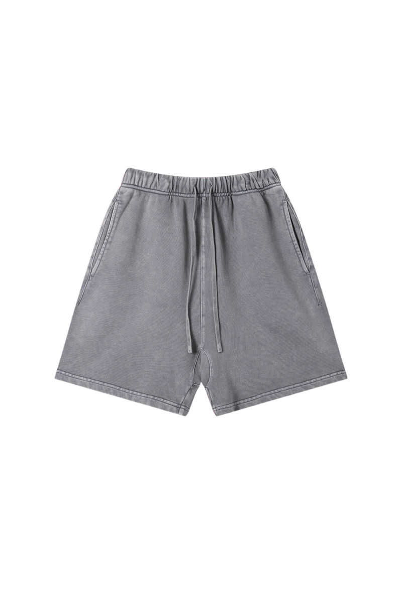 Unisex Spring Summer 360g Cotton Washed Drawstring Shorts