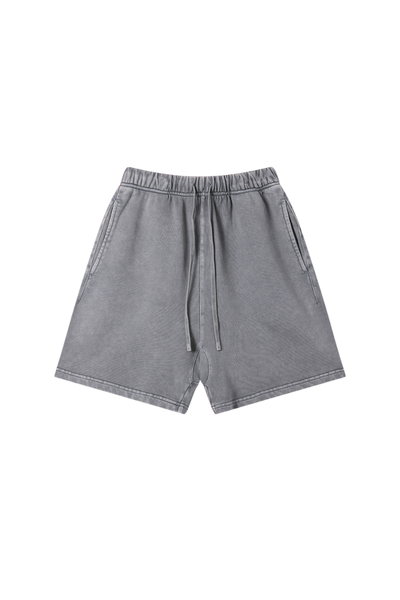 Unisex Spring Summer 360g Cotton Washed Drawstring Shorts