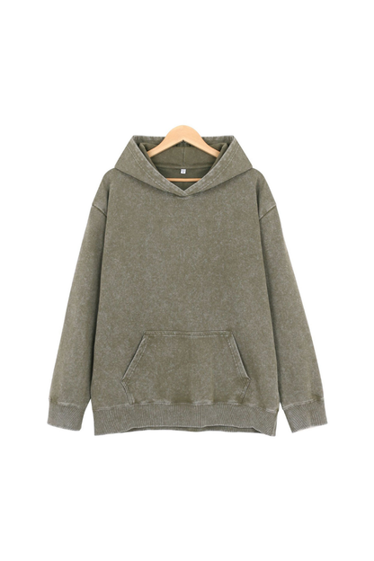 Unisex Fall 400G Washed Vintage Loopback Pullover Hoodie