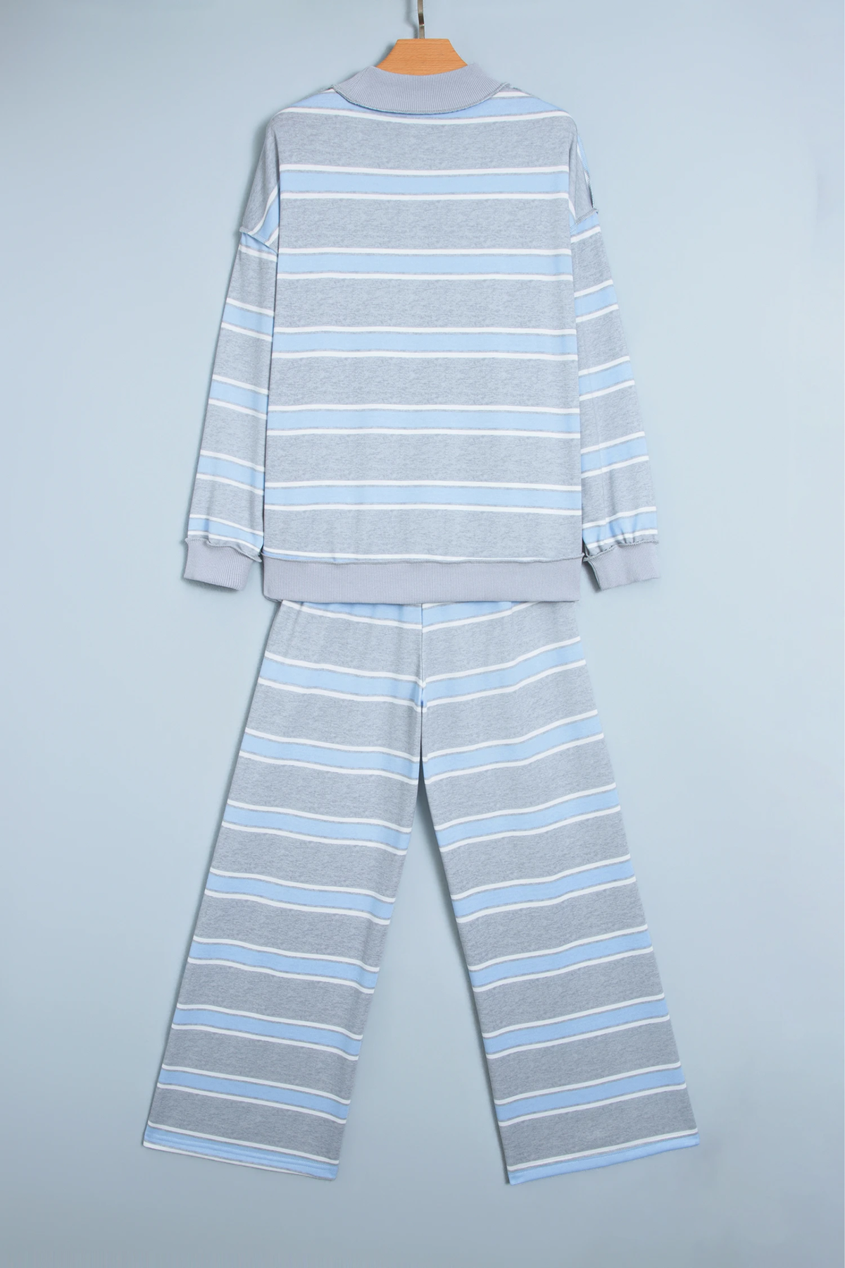 Women All Season Striped Mock Neck Wide Leg Lounge Set