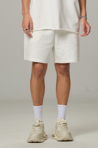 Men's 350G Cotton Shorts - Spray Wash Vintage Drawstring