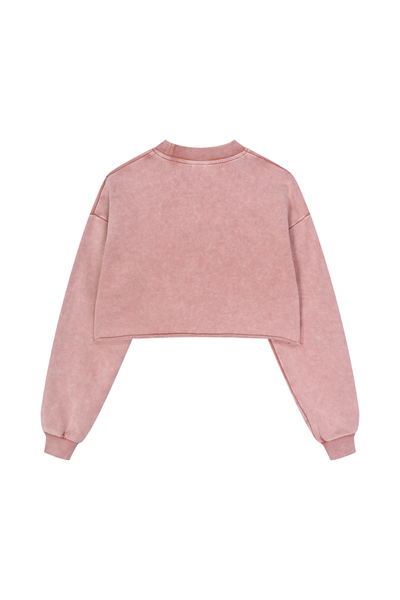 Women Fall Clothing Heavy Snow Washed Cropped Sweatshirt