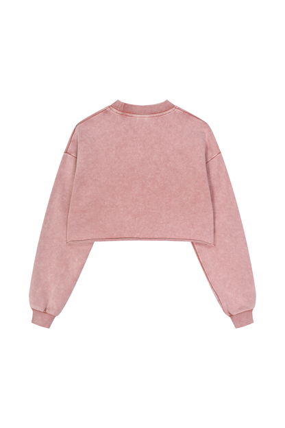Women Fall Clothing Heavy Snow Washed Cropped Sweatshirt