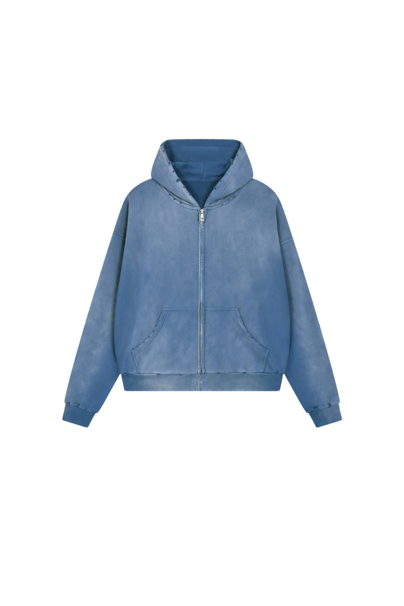 Women Fall Acid Wash Distressed Boxy Cropped Hoodie