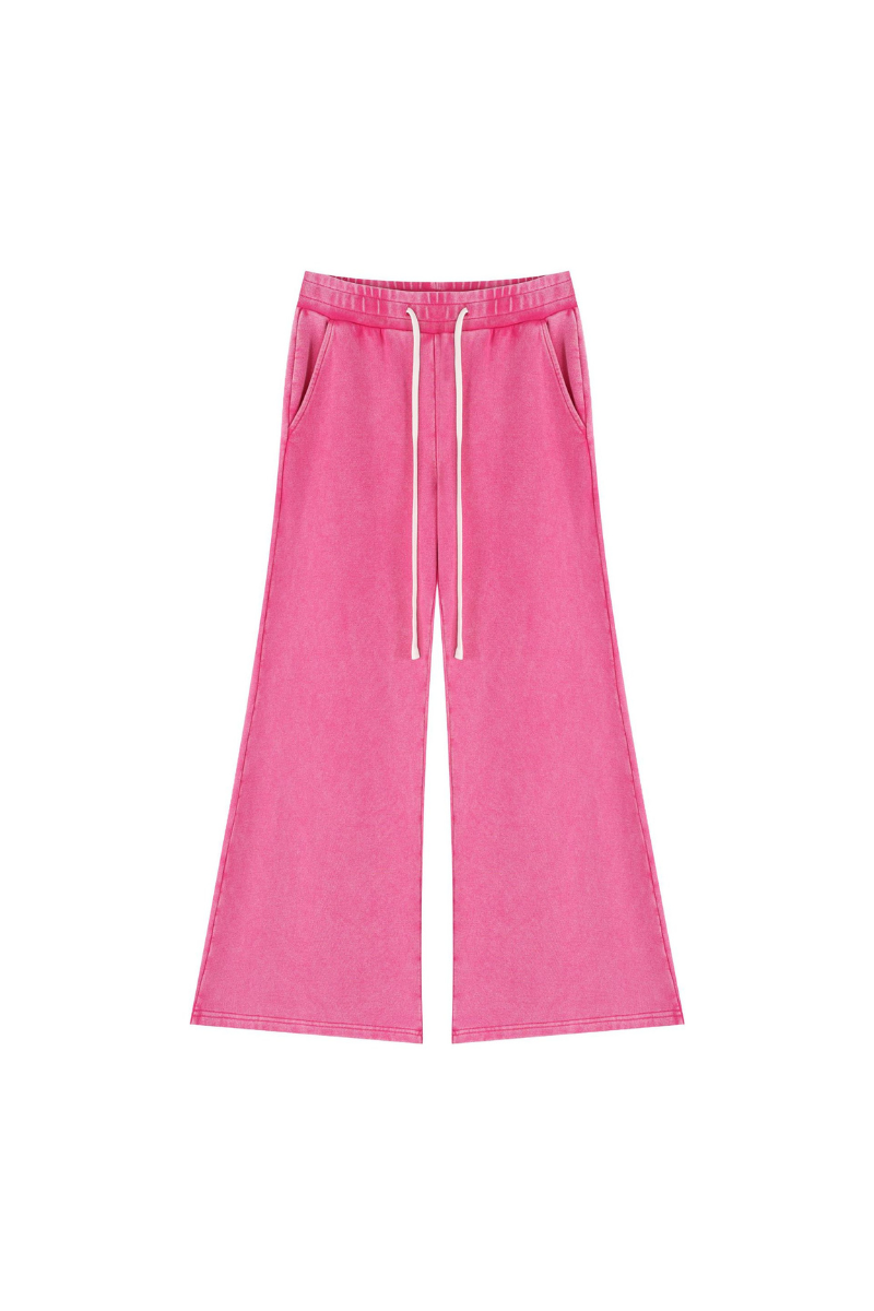 Women Fall 400G Cotton Washed Drawstring Flare Sweatpants