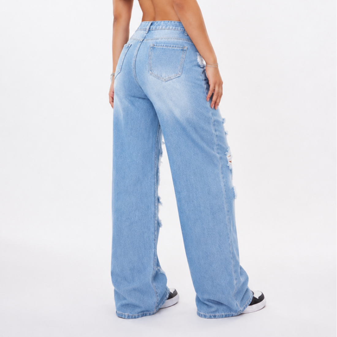 Women's High Waist Baggy Distressed Jeans