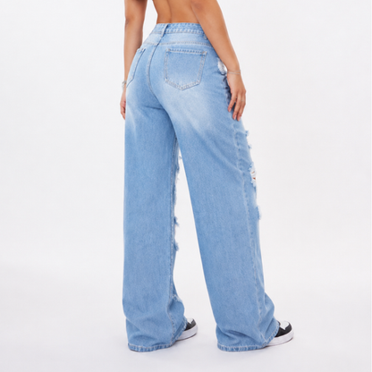 Women's High Waist Baggy Distressed Jeans