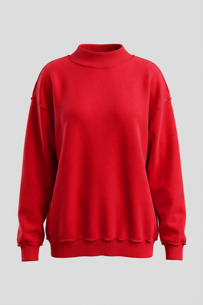 Unisex Fall Clothing Mock-Neck Drop-Shoulder Sweatshirt