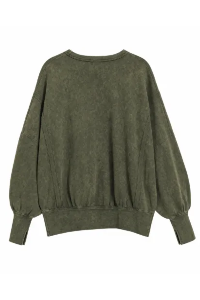 Women Fall Washed Vintage Loose Crew Neck Sweatshirt