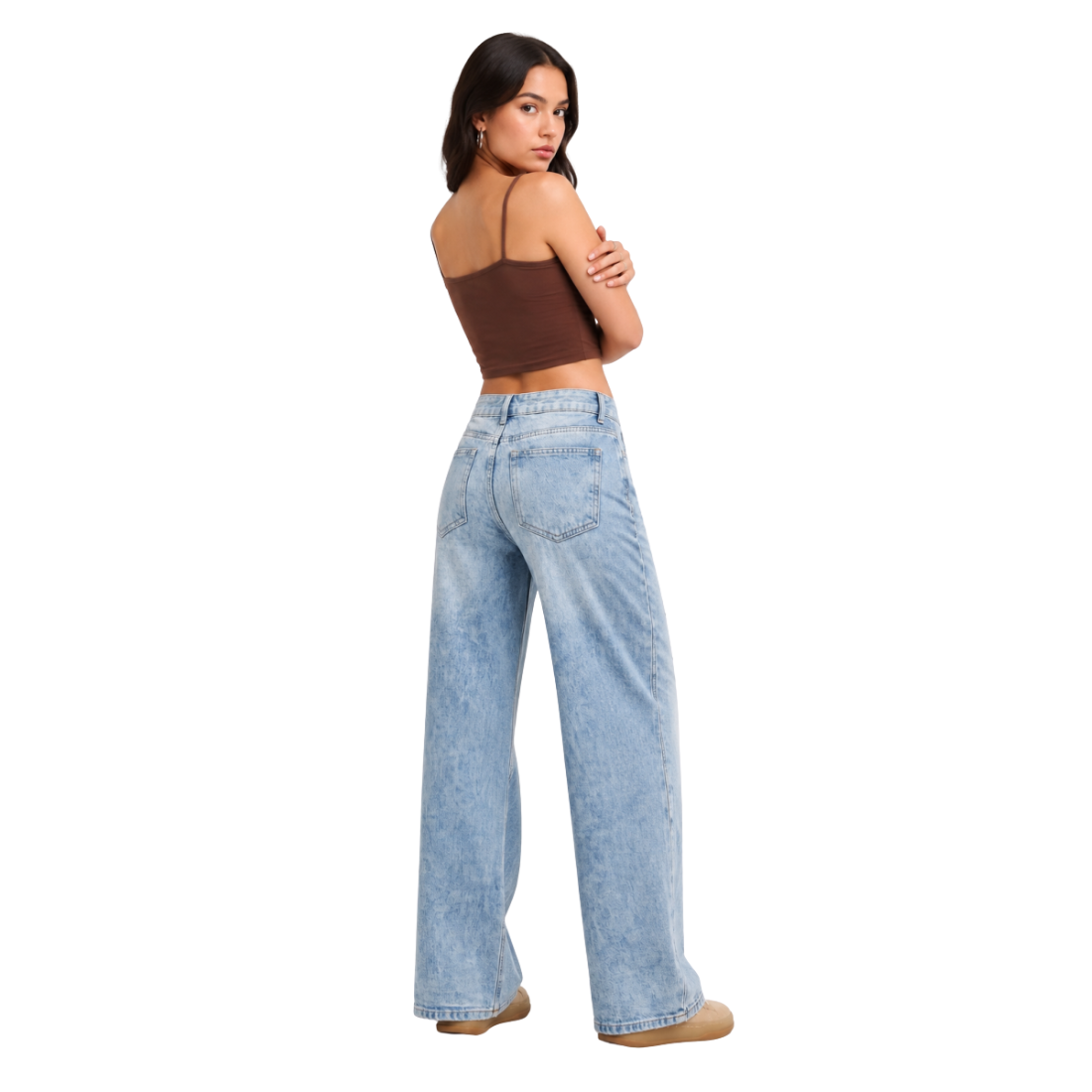 Women's High Waist Light Wash Vintage Baggy Wide Leg Jeans