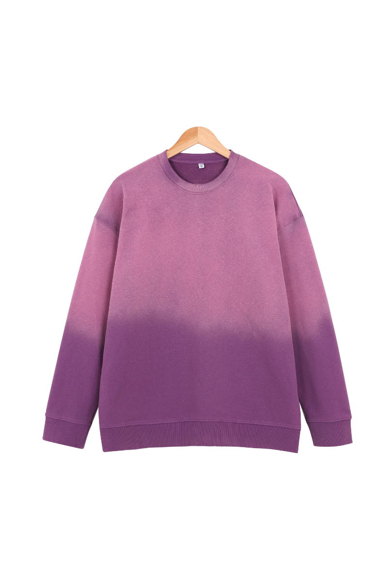 Women Fall Washed Vintage Gradient Crew Neck Sweatshirt