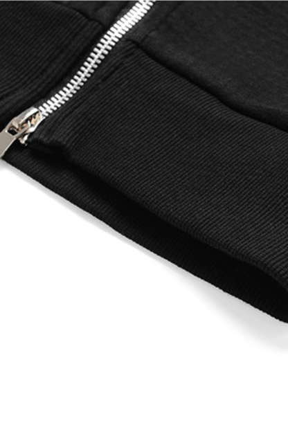 Men's Fall Winter Waffle-Knit Diagonal-Zip Loose Hoodie
