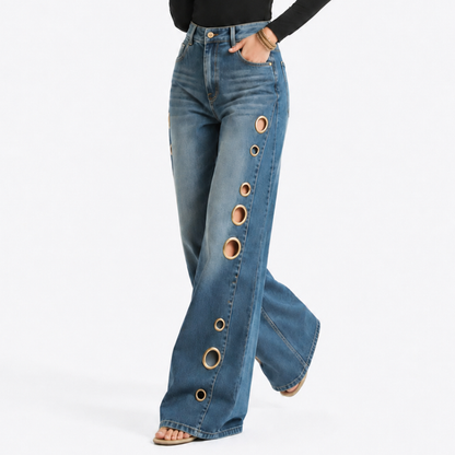 Women's High Waist Retro Non-Stretch Baggy Wide Leg Jeans