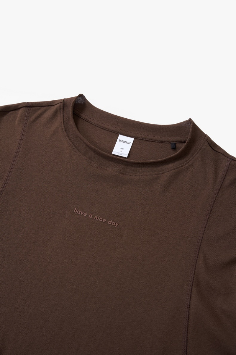 Men's Cotton-Linen Drop-Shoulder Tee w/FwdSideSeam & Sld Ltr