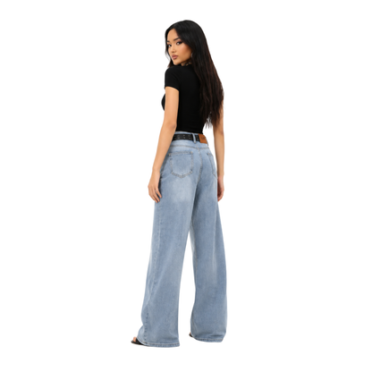 Women's high-waisted loose wide-leg jeans