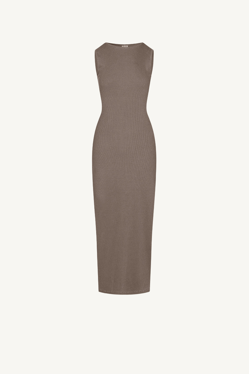 Women's Spring Summer 275g Washed Slim Knit Maxi Dress