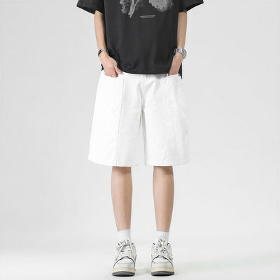 Men's Summer White Loose Wide-Leg Denim Shorts