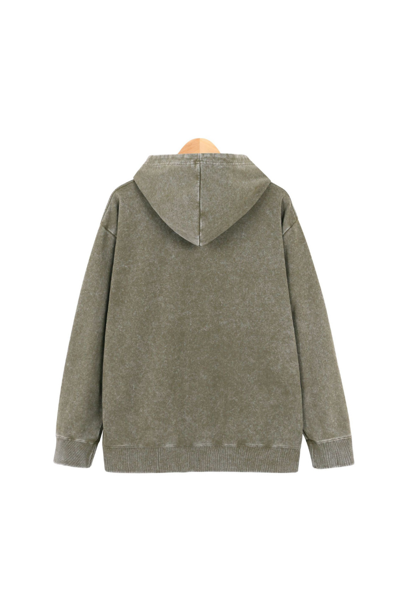 Unisex Fall 400G Washed Vintage Loopback Pullover Hoodie
