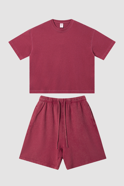 Unisex Summer Washed Boxy Cotton Tee & Shorts Set