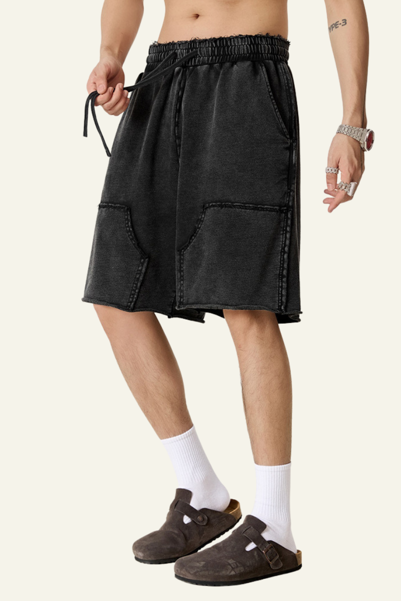 Men's Cotton Streetwear Vintage Tie-Dye Patchwork Shorts