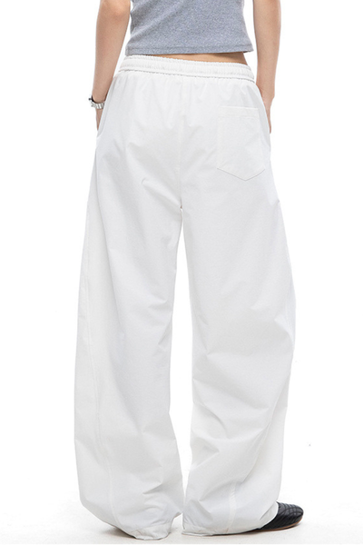 Women's Summer Straight White Parachute Pants