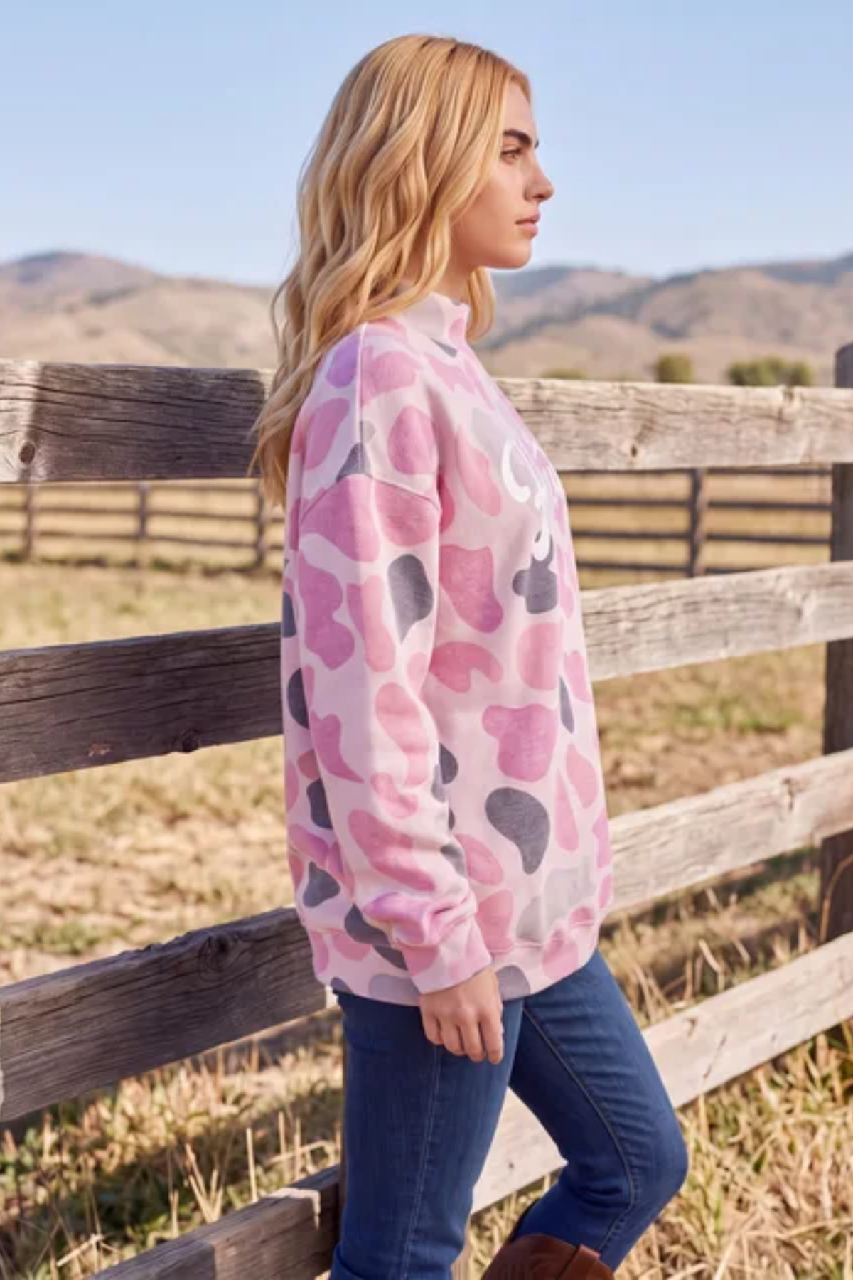 Women's Fall Multi Print Crew Neck Long Sleeve Sweatshirt