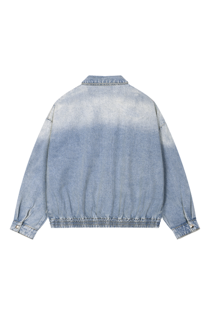 Men's Fall Gradient-Wash Vintage Denim Bomber Jacket