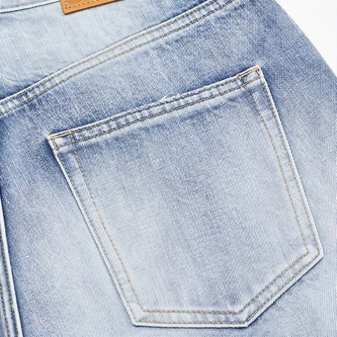 Men's Summer Cat Whisker Ripped Wide-Leg Denim Shorts