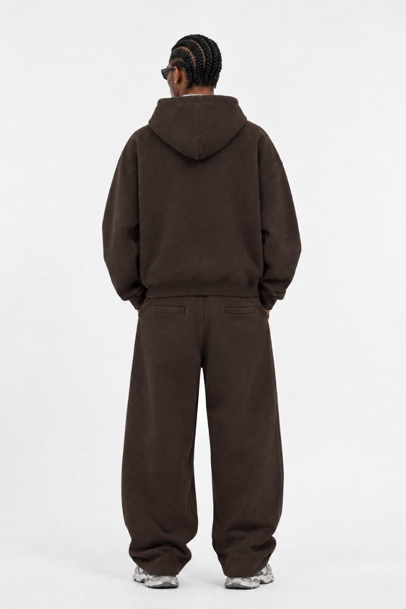 Men Fall Clothing Boxy Fleece Hoodie Wide-Leg Pants Set