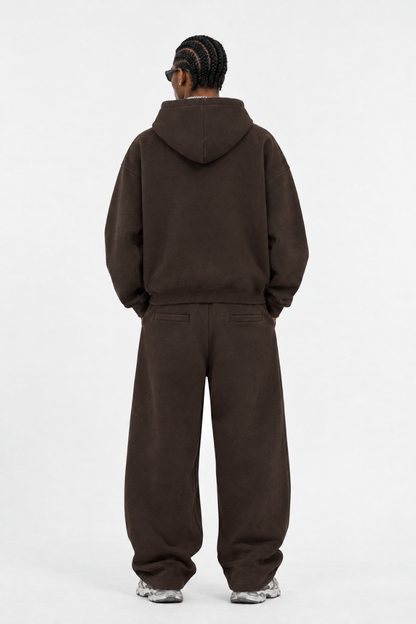 Men Fall Clothing Boxy Fleece Hoodie Wide-Leg Pants Set